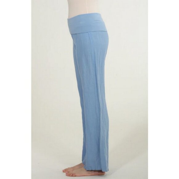 💕FRESH LAUNDRY💕 Linen Foldover Pants ~ 100% Linen Blue XL NWT - Picture 13 of 14
